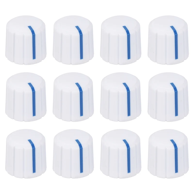 12pcs Potentiometer Knobs 6mm Knurled Shaft Hole White Blue