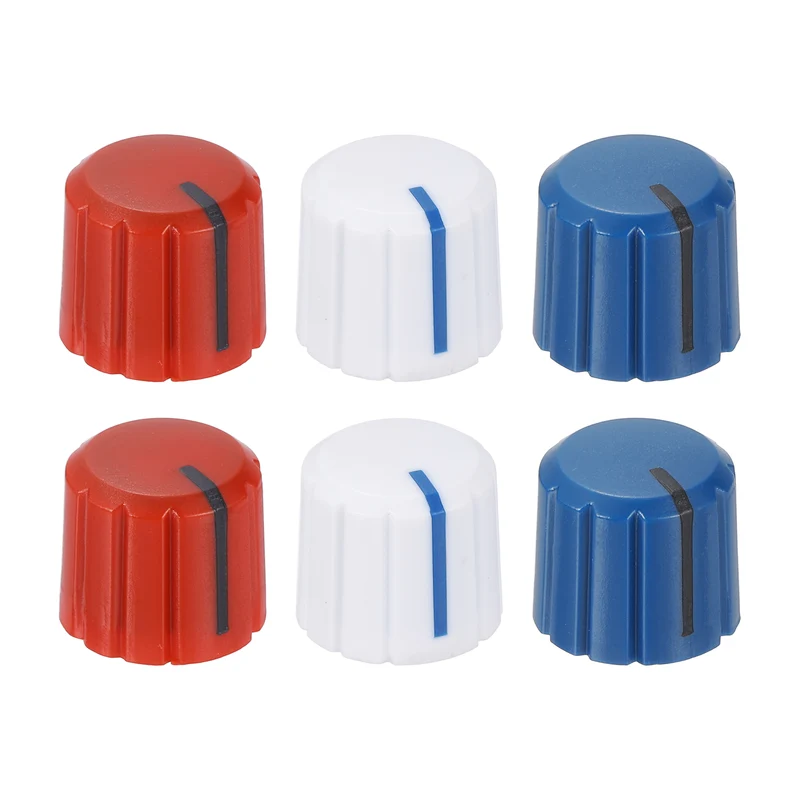 6pcs Potentiometer Knobs 6mm Red Black White Blue Blue Black