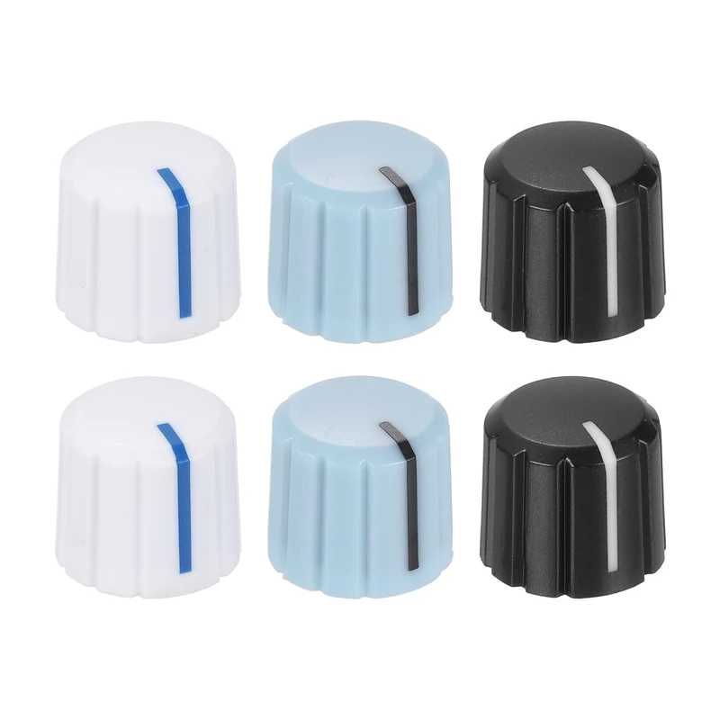 6pcs Potentiometer Knobs 6mm White Blue Blue Black Black White