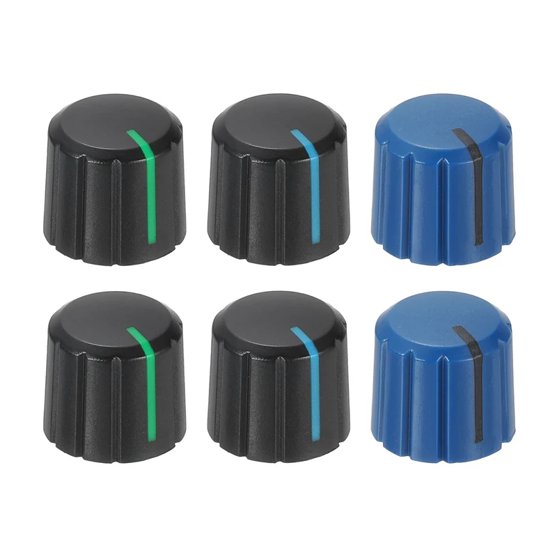 6pcs Potentiometer Knobs 6mm Black Green Blue Black Black Blue