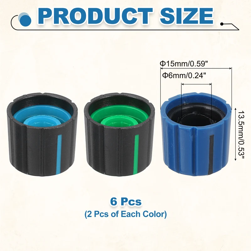 6pcs Potentiometer Knobs 6mm Black Green Blue Black Black Blue