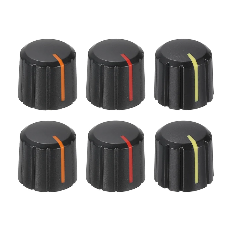 6pcs Potentiometer Knob 6mm Black Yellow Black Red Black Orange