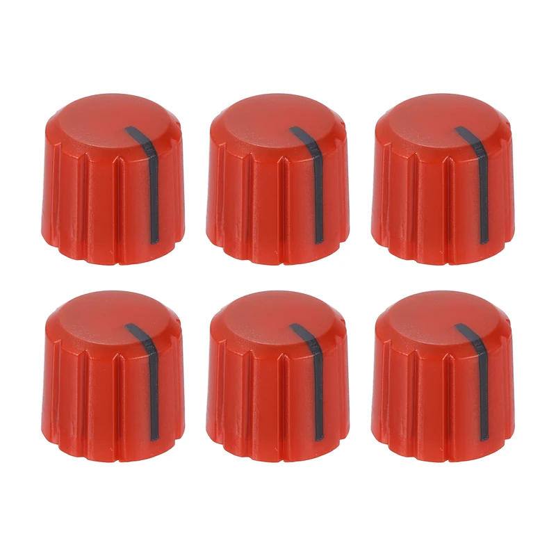 6pcs Potentiometer Knobs 6mm Knurled Shaft Hole Red