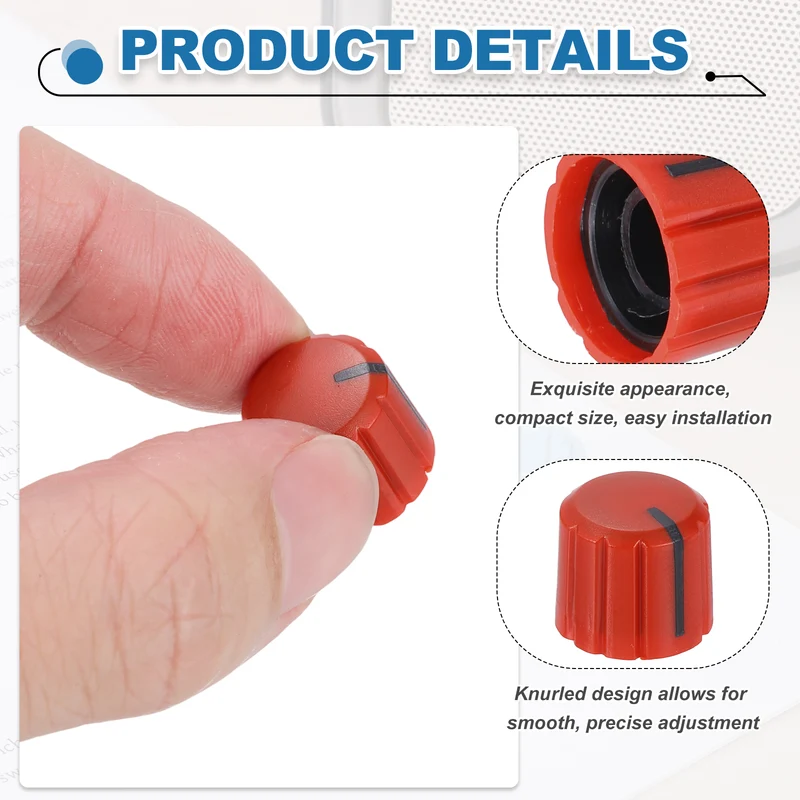 6pcs Potentiometer Knobs 6mm Knurled Shaft Hole Red