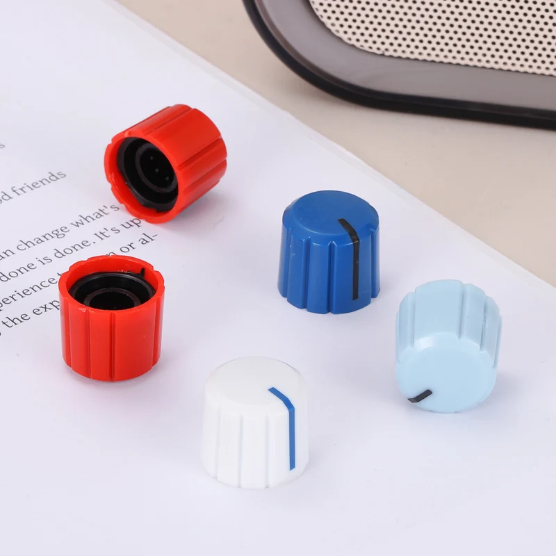 6pcs Potentiometer Knobs 6mm Knurled Shaft Hole Red