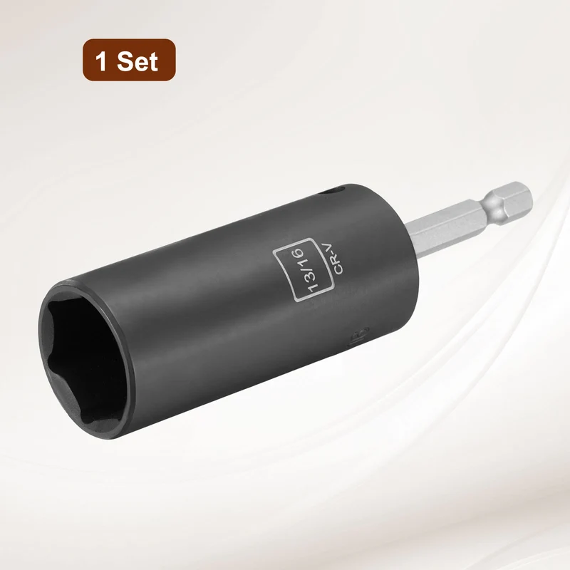 3/8" 6-Point Impact Socket, H13/16" Socket 70mm l with 1/4" Hex Shank Adapter