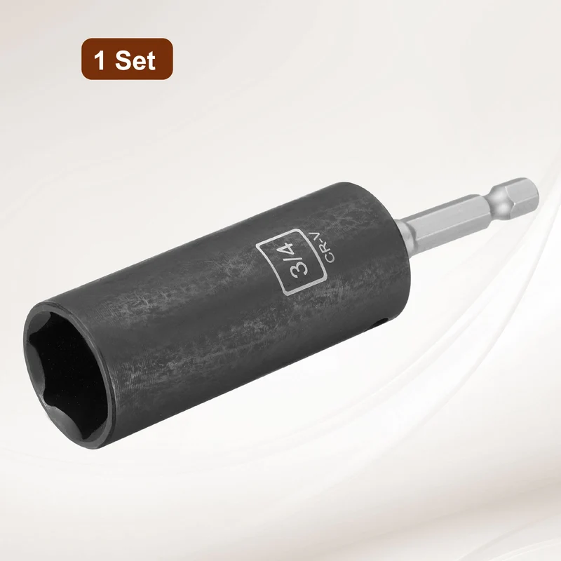 3/8" 6-Point Impact Socket, H3/4" Socket 70mm l with 1/4" Hex Shank Adapter