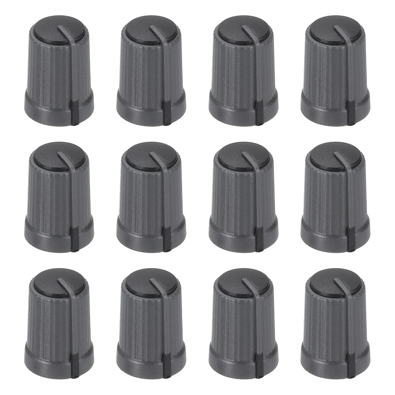 12pcs Potentiometer Knobs 6mm D Type Shaft Hole Gray Black