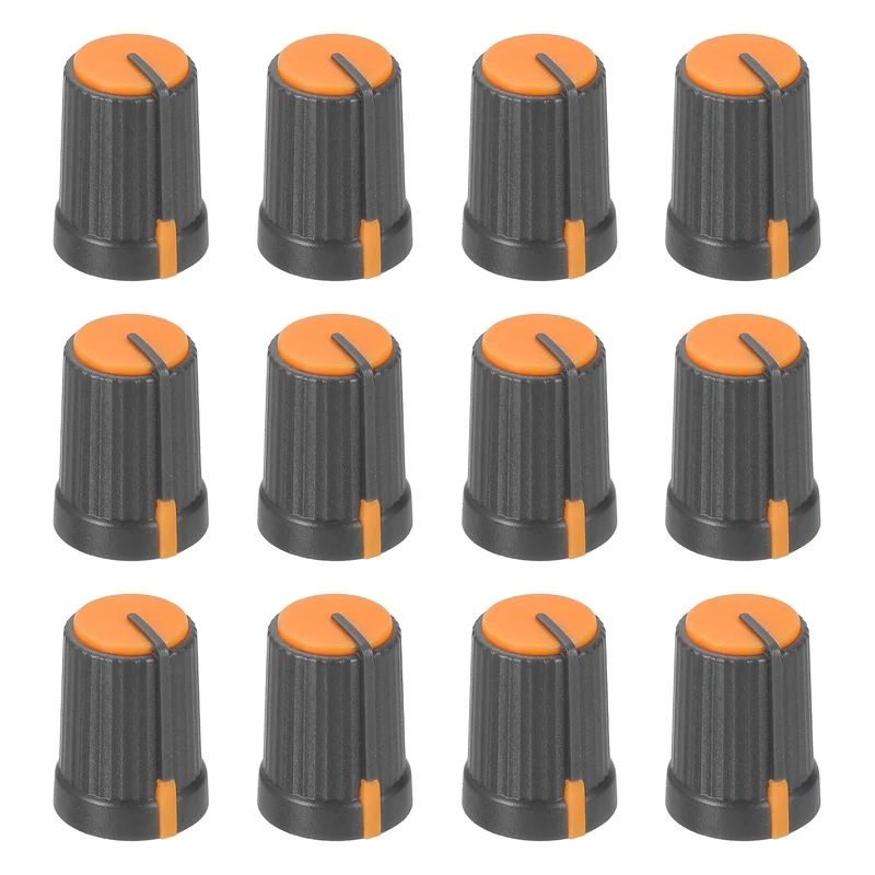 12pcs Potentiometer Knobs 6mm D Type Shaft Hole Gray Orange