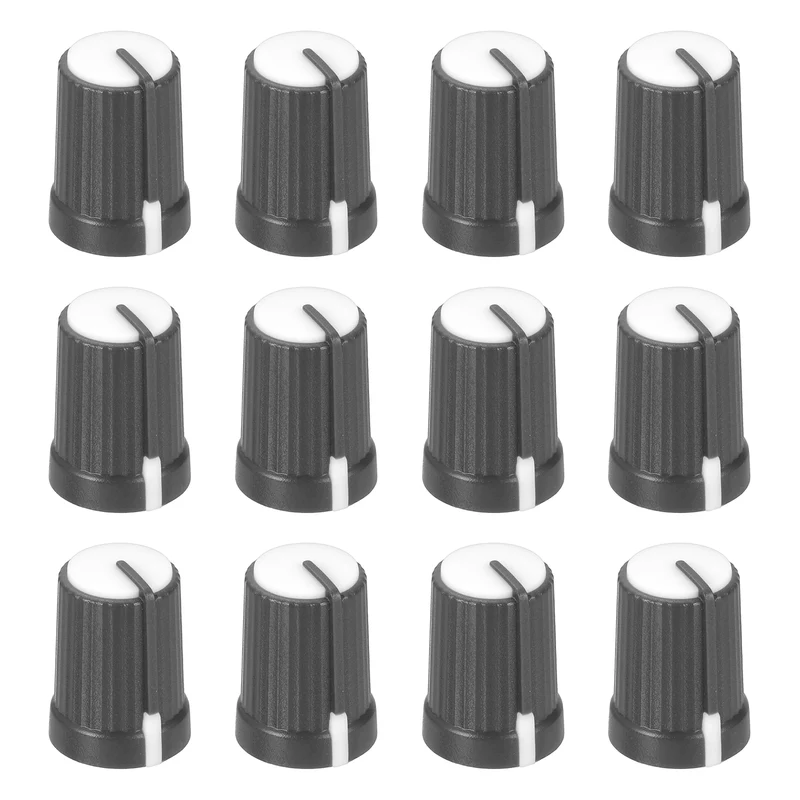 12pcs Potentiometer Knobs 6mm D Type Shaft Hole Gray White