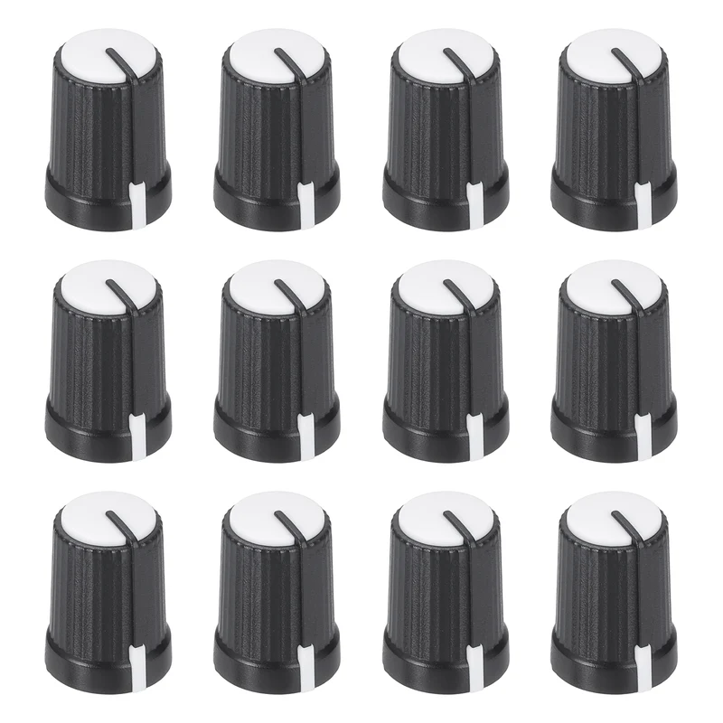 12pcs Potentiometer Knobs 6mm D Type Shaft Hole Black White