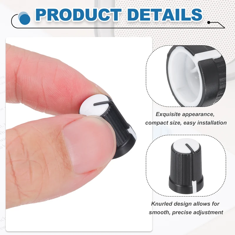 12pcs Potentiometer Knobs 6mm D Type Shaft Hole Black White