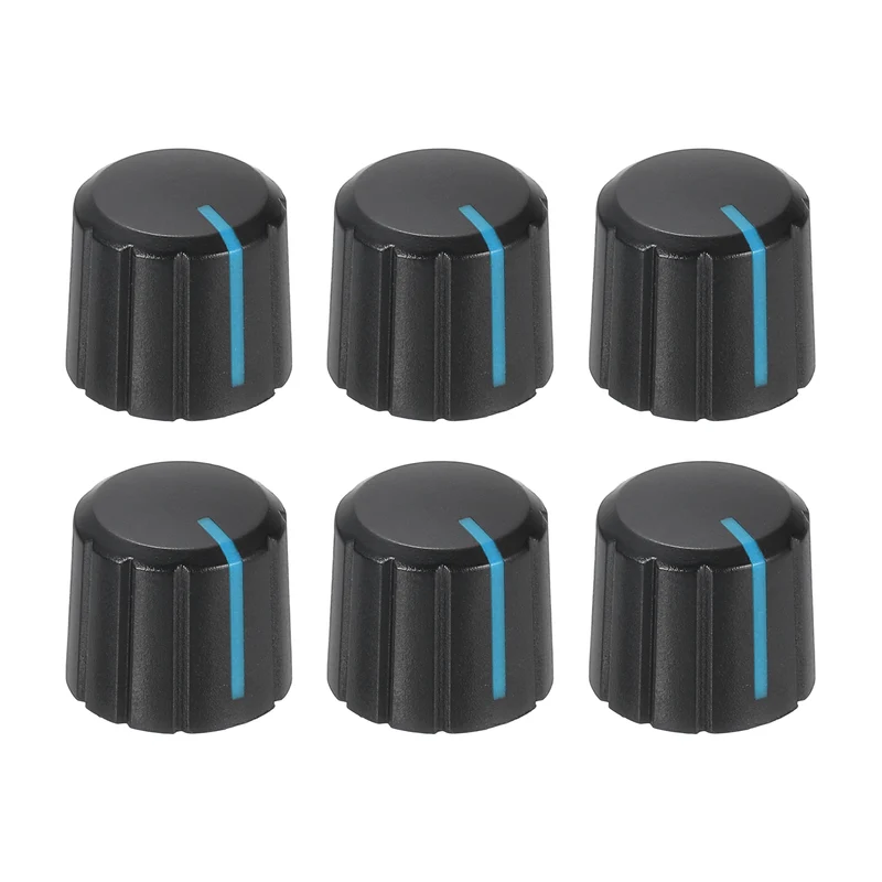 6pcs Potentiometer Knobs 6mm Knurled Shaft Hole