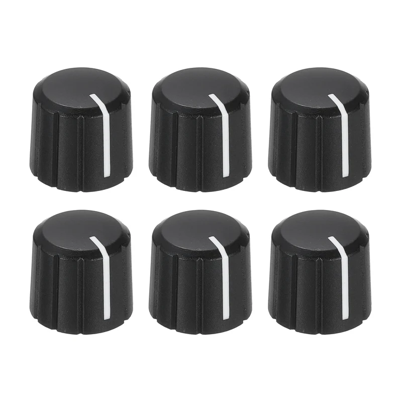 6pcs Potentiometer Knobs 6mm Knurled Shaft Hole Black White