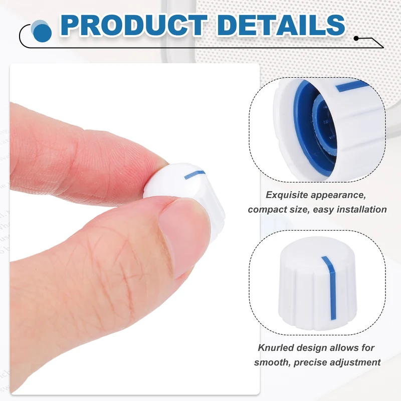 6pcs Potentiometer Knobs 6mm Knurled Shaft Hole White Blue