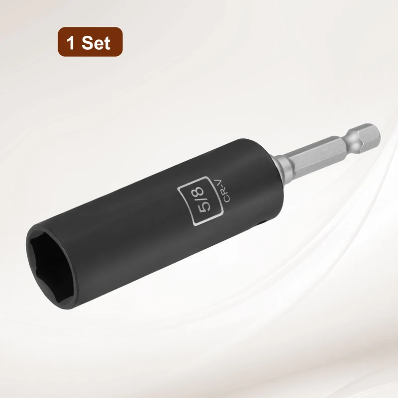 3/8" 6-Point Impact Socket, H5/8" Socket 70mm l with 1/4" Hex Shank Adapter