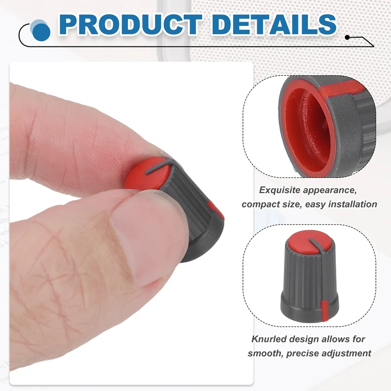 6pcs Potentiometer Knobs 6mm D Type Shaft Hole Gray Red