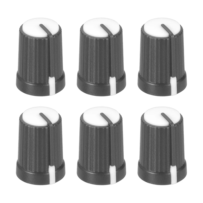 6pcs Potentiometer Knobs 6mm D Type Shaft Hole Gray White