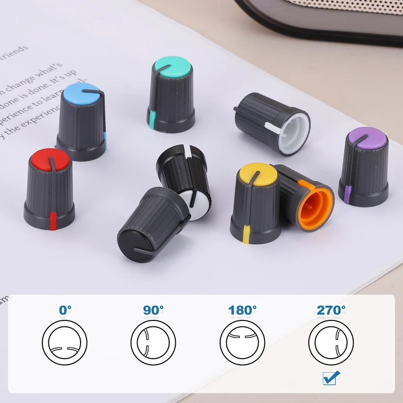 6pcs Potentiometer Knobs 6mm D Type Shaft Hole Gray White