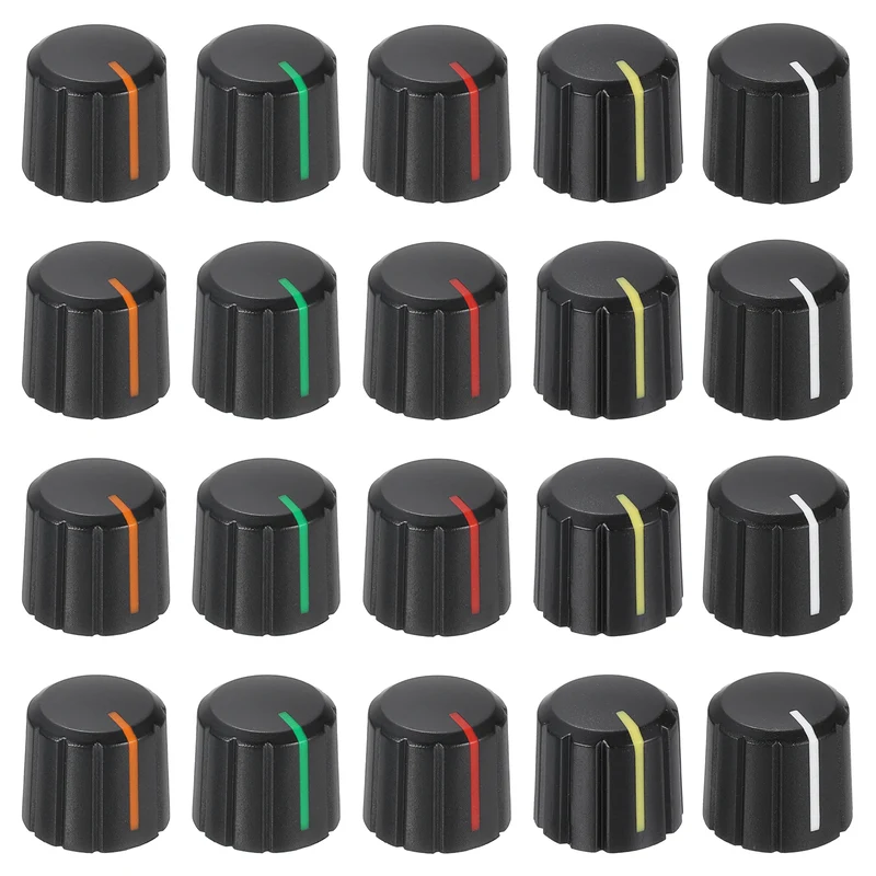20pcs Potentiometer Knobs 6mm Black Green Black Orange