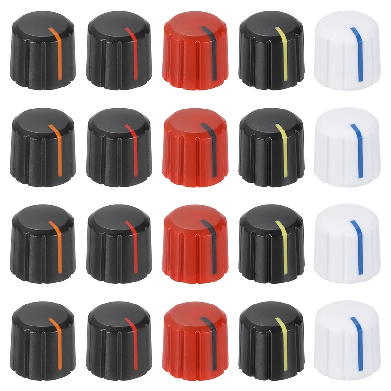 20pcs Potentiometer Knobs 6mm Black Yellow Black Orange