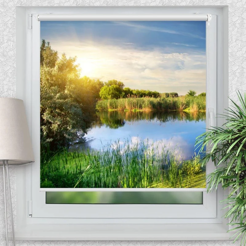 Klemmfix Rollo "Idyllischer See Sonne" | Motiv-Klemmrollo