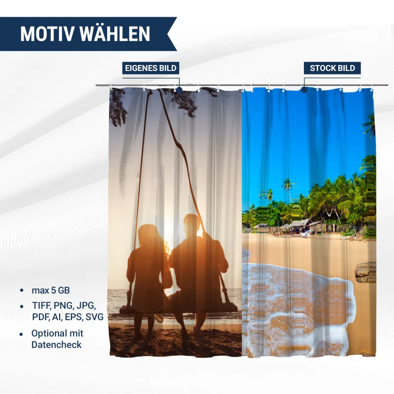 Foto-Duschvorhang mit eigenem Motiv gestalten – Maßanfertigung