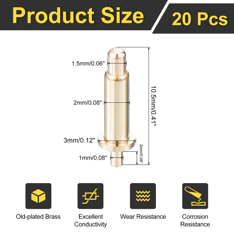 20Pcs 8.5mm Spring Loaded PogoPins Test Pin Probes Connector Plug-In Type