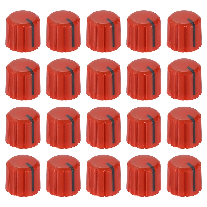 20pcs Potentiometer Knobs 6mm Knurled Shaft Hole Red