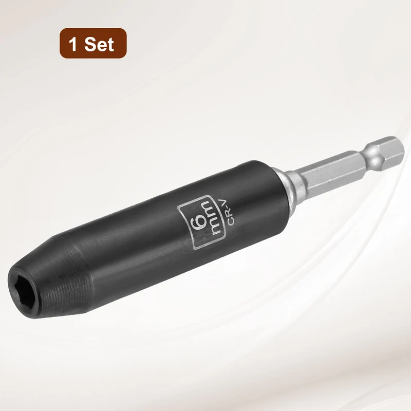 3/8" 6-Point Impact Socket, 6mm Socket 70mm l with 1/4" Hex Shank Adapter
