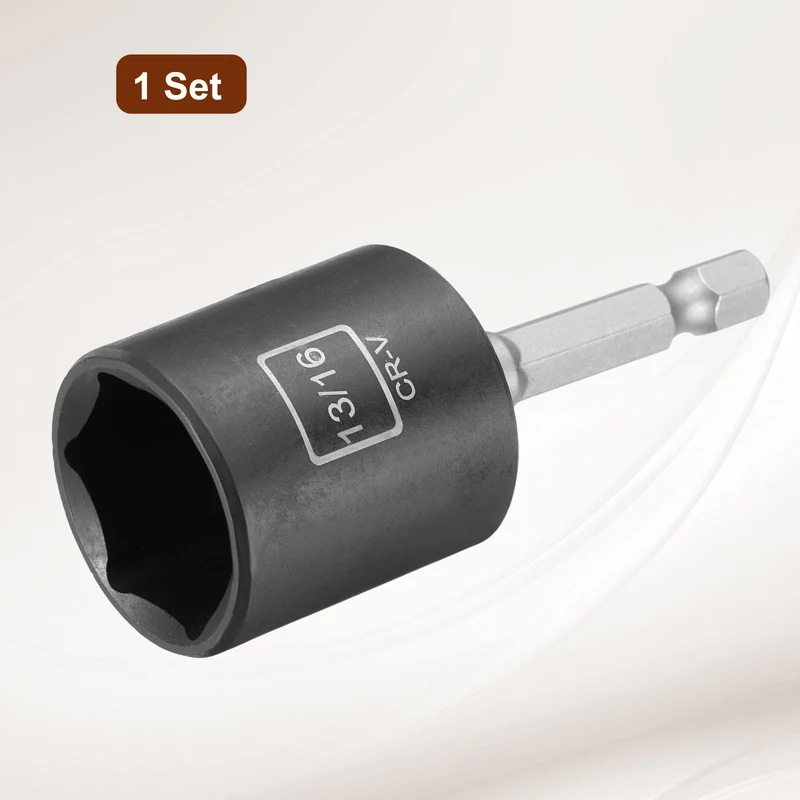 3/8" 6-Point Impact Socket, H13/16" Socket 30mm l with 1/4" Hex Shank Adapter