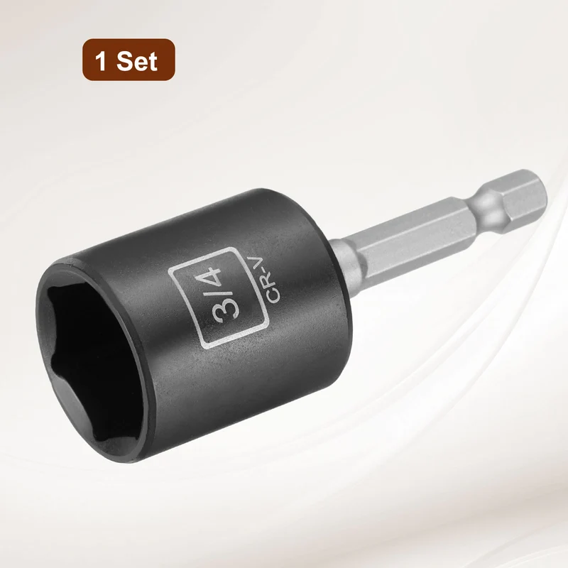 3/8" 6-Point Impact Socket, H3/4" Socket 30mm l with 1/4" Hex Shank Adapter