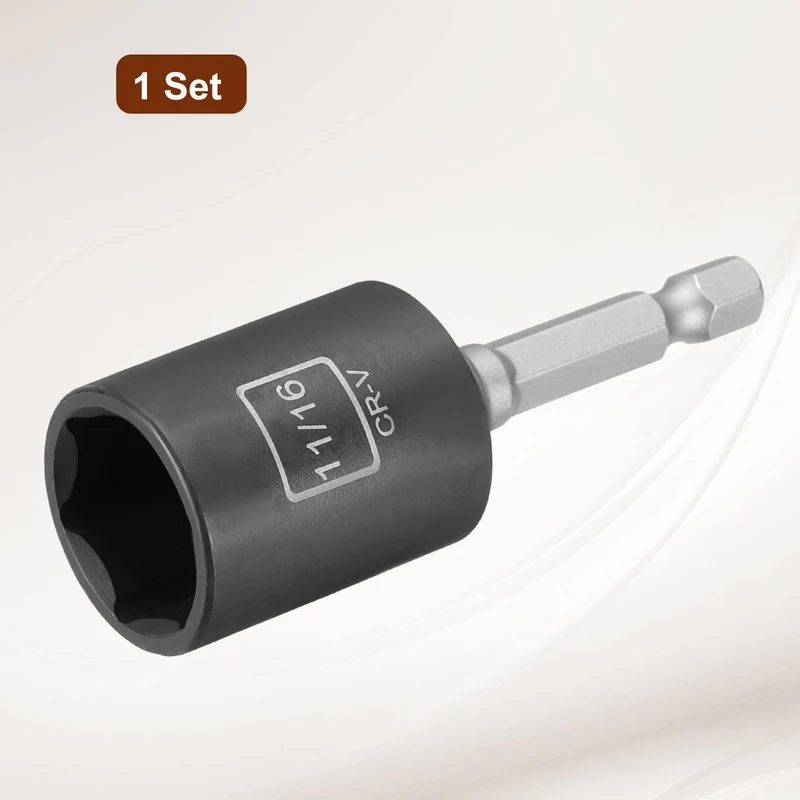 3/8" 6-Point Impact Socket, H11/16" Socket 30mm l with 1/4" Hex Shank Adapter