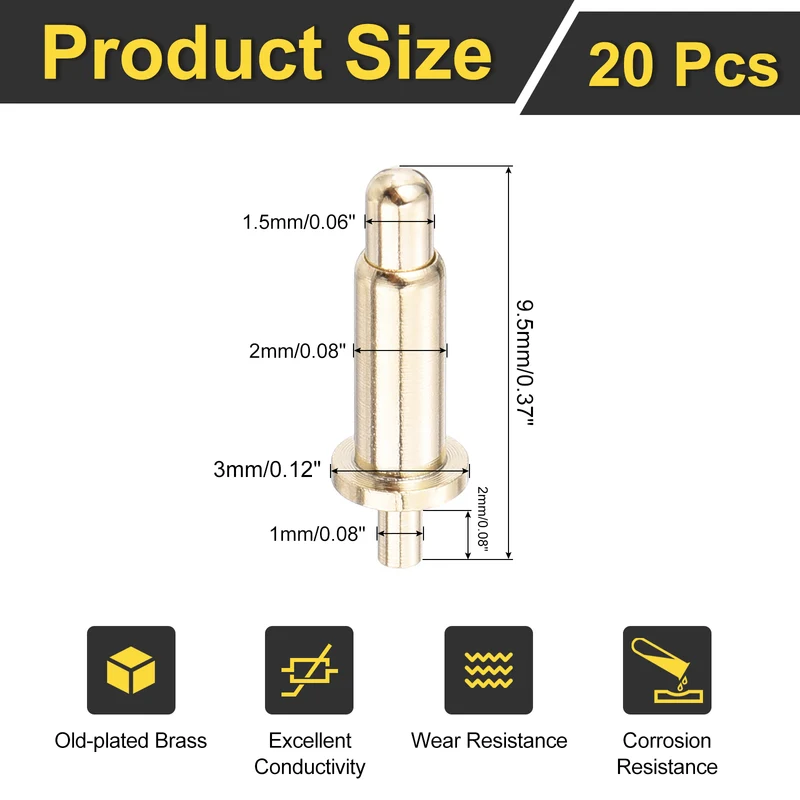 20Pcs 7.5mm Spring Loaded PogoPins Test Pin Probes Connector Plug-In Type