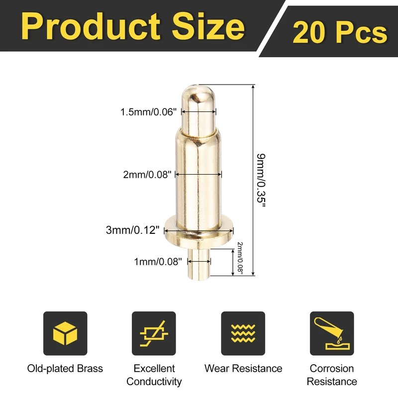 20Pcs 7mm Spring Loaded PogoPins Test Pin Probes Connector Plug-In Type