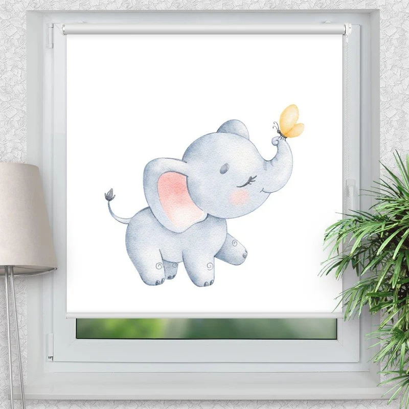 Klemmfix Rollo "Elefant Schmetterling" | Motiv-Klemmrollo