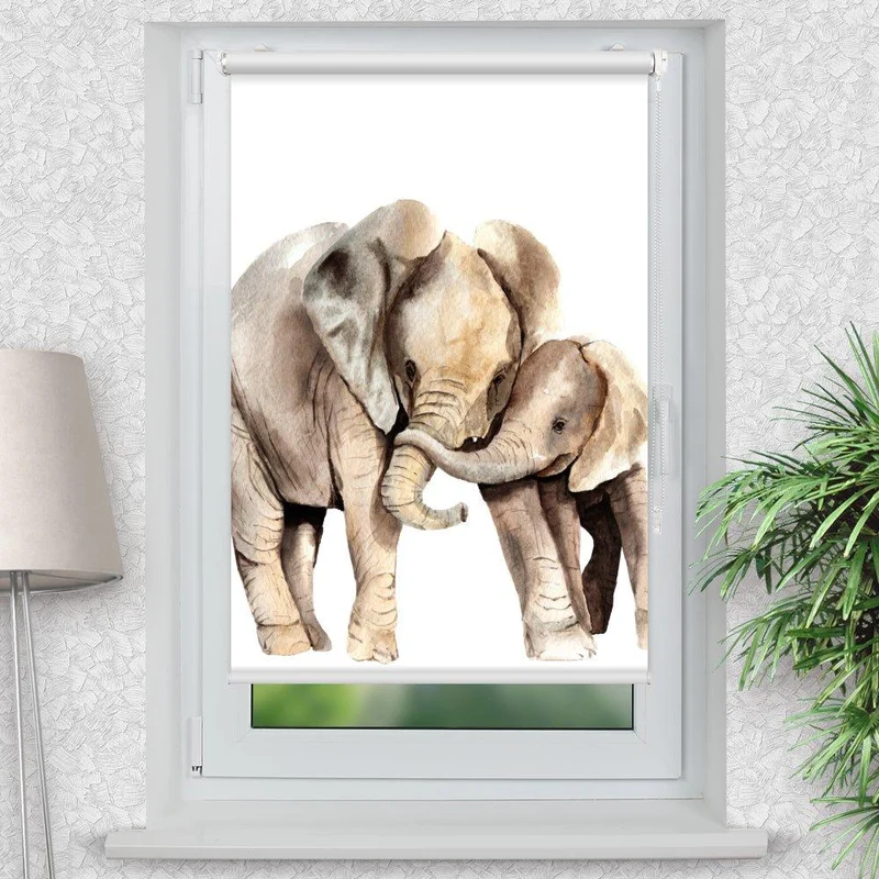 Klemmfix Rollo "Elefant gemalt" | Motiv-Klemmrollo