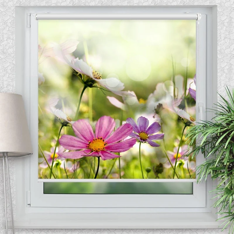 Klemmfix Rollo "Blumenwiese Mohn" | Motiv-Klemmrollo