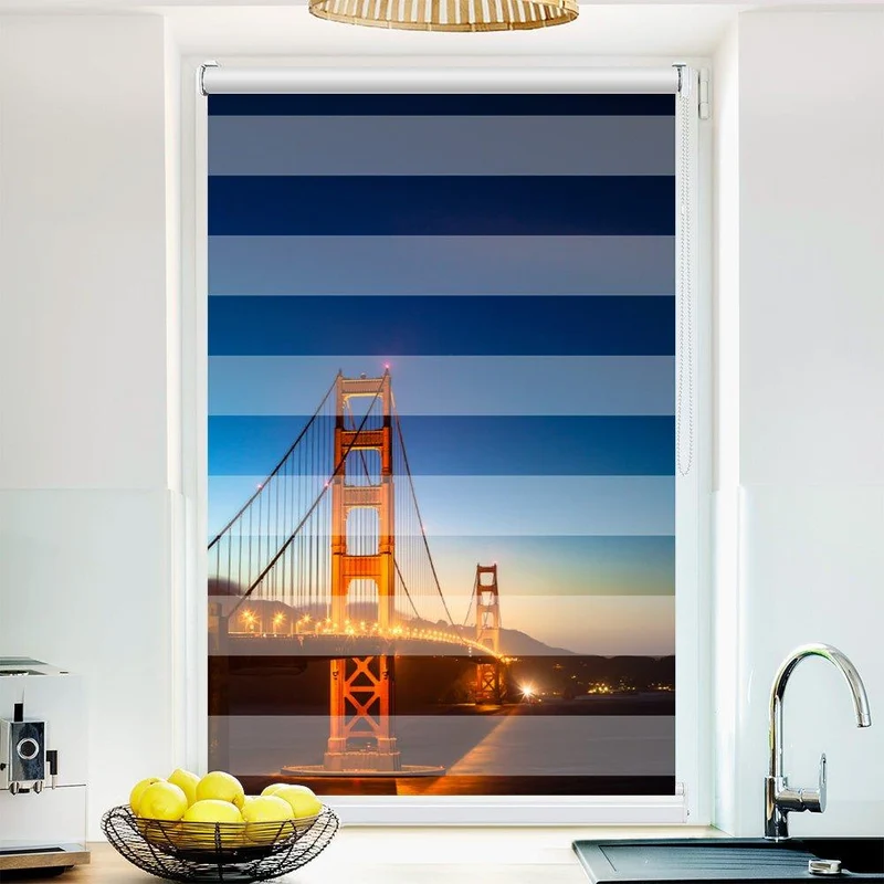 Klemmfix Doppelrollo "Golden Gate Bridge bei nacht" | Klemm Doppelrollo