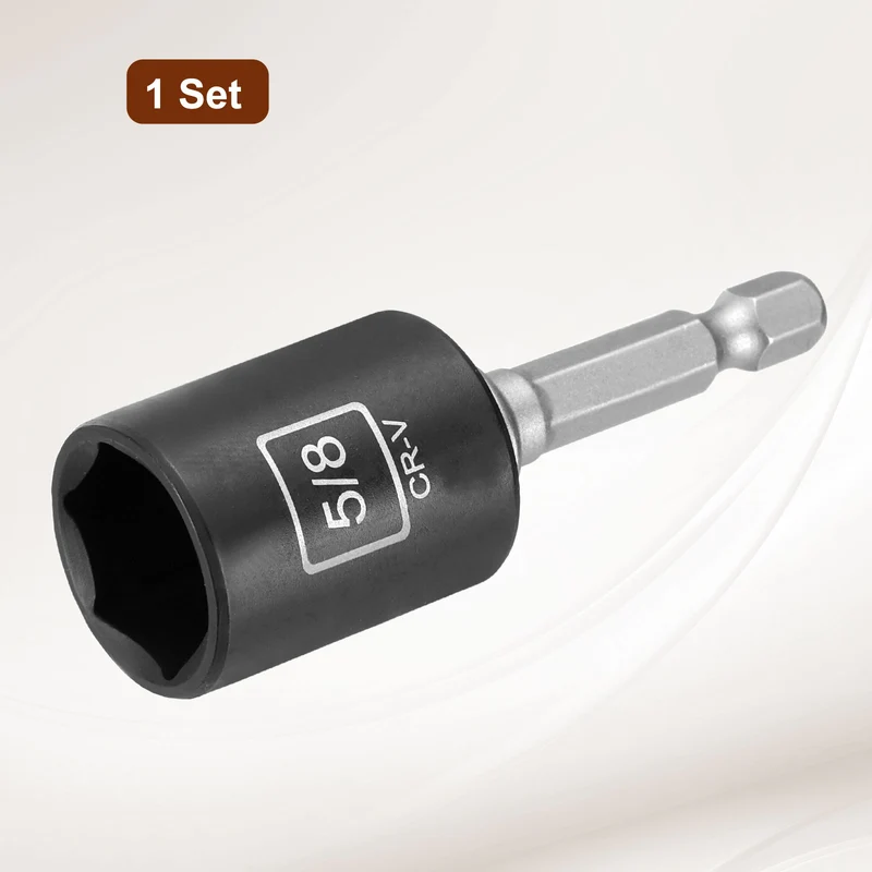 3/8" 6-Point Impact Socket, H5/8" Socket 30mm l with 1/4" Hex Shank Adapter