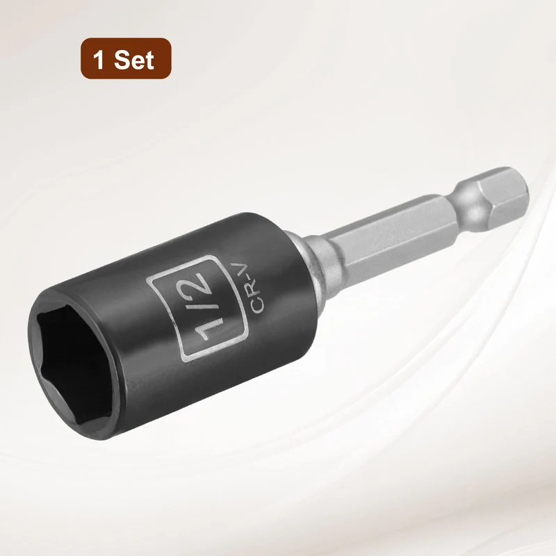 3/8" 6-Point Impact Socket, H1/2" Socket 30mm l with 1/4" Hex Shank Adapter