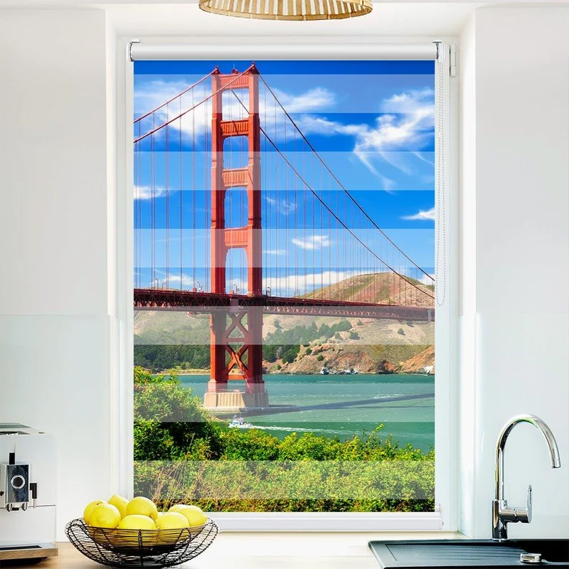Klemmfix Doppelrollo "Golden Gate Bridge Kalifornien" | Klemm Doppelrollo