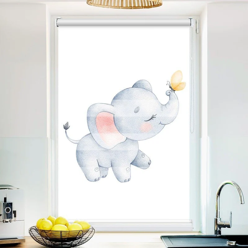 Klemmfix Doppelrollo "Elefant Schmetterling" | Klemm Doppelrollo
