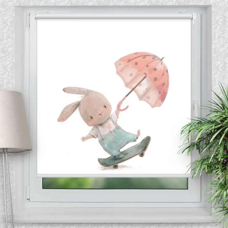 Klemmfix Rollo "Hase Skateboard" | Motiv-Klemmrollo
