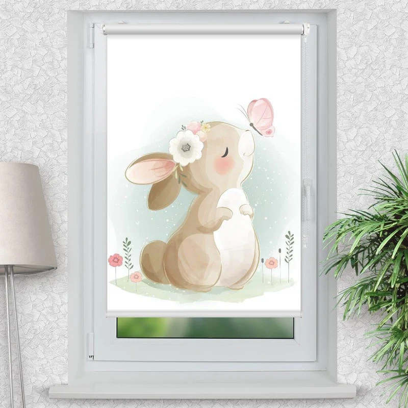Klemmfix Rollo "Hase Schmetterling" | Motiv-Klemmrollo