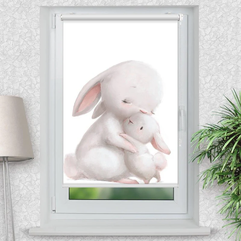 Klemmfix Rollo "Hase kuscheln" | Motiv-Klemmrollo