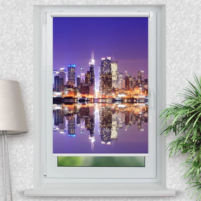 Klemmfix Rollo "Skyline Nacht" | Motiv-Klemmrollo