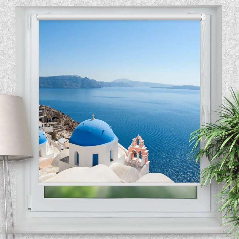 Klemmfix Rollo "Santorini Insel" | Motiv-Klemmrollo
