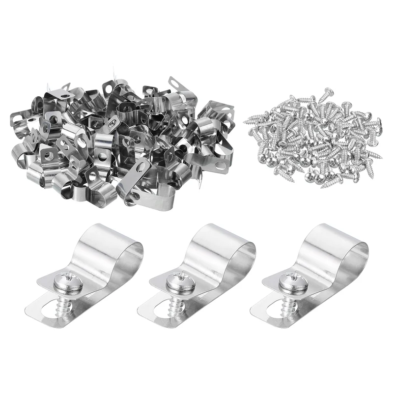 100Pcs Fence Wire Clamp, Wire Fence Clips with Screws for 12mm OD Wire