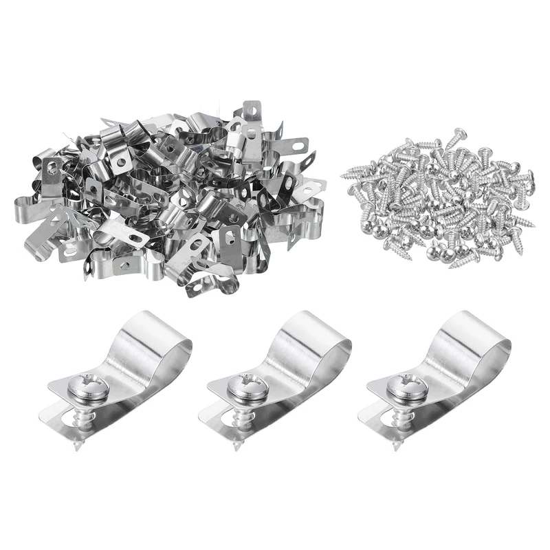 100Pcs Fence Wire Clamp, Wire Fence Clips with Screws for 10mm OD Wire
